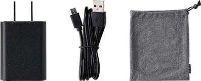 adaptor, USB Cable, Pouch